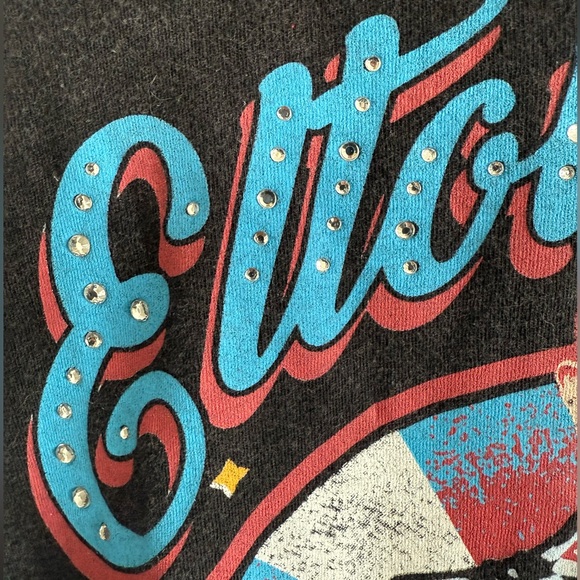 Elton John NWT Graphic T-Shirt with Crystal Detail Washed Out Black size XL - Picture 3 of 3